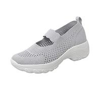 Zapatos deportivos Mary Jane de punto para mujer, con plataforma de punto, de cuña, cómodos, transpirables, de malla, para caminar, trabajo, correa elástica para el tobillo, soporte de arco, gimnasio