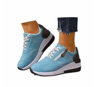 Zapatos deportivos mujer cuña plataforma amortiguadores tiempo libre leer jogging gimnasia elásticos verano boda caminata casual transpirable jogging fiesta, azul claro, 38 EU