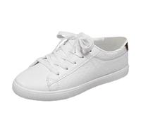 Zapatos Deportivos Mujer Zapatos Casuales de Cabeza Redonda con Cordones de Color para Parejas, Deportivos Cabeza Ancha Transpirables Tela voladora para Hombres y Zapatillas Ortopedicas (4-White, 41)