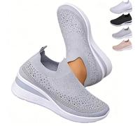 Zapatos deportivos ortopédicos para mujer, antideslizantes, cómodos, con diamantes de imitación, de malla, con purpurina, Gray, 40 EU