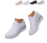 Zapatos deportivos ortopédicos para mujer, antideslizantes, cómodos, con diamantes de imitación, de malla, con purpurina, White, 40 EU