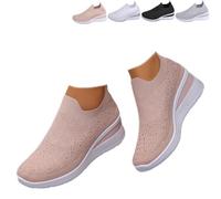 Zapatos deportivos ortopédicos para mujer, antideslizantes, cómodos, con diamantes de imitación, de malla, con purpurina, Pink, 39.5 EU