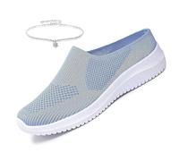 Zapatos deportivos ortopédicos para mujer, informales, transpirables, cómodos, ligeros, de malla de punto, sin espalda, con soporte para el arco, azul claro, 0 UK