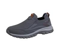 Zapatos deportivos para caminar al aire libre para hombre, de punto, sin cordones, resistentes para senderismo, camping y viajes en el campo, gris, 41 1/3 EU