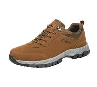 Zapatos Deportivos para Hombre Nuevo Modelo de Moda Sólido Simple Suela Gruesa Fondo Plano Cómodos Zapatos de Alpinismo con Cordones, marrón, 49 EU