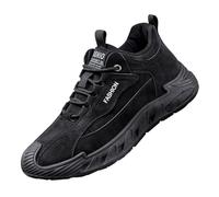 Zapatos deportivos para hombre para primavera y otoño e invierno, gruesos, no cómodos, de construcción, informales, para senderismo y correr, para hombre, Black, 7 UK 3X-Narrow