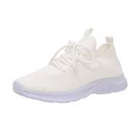 Zapatos deportivos para mujer, de ajuste ancho, para caminar descalzo, a la moda, para primavera y verano, parte inferior plana, ligeros, tejido de malla, transpirable, cómodo, color sólido, beige, 40