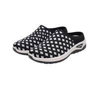 Zapatos deportivos para mujer, informales, sin espalda, transpirables, a cuadros, ligeros, cómodos para uso diario, Black, 39.5 EU