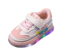 Zapatos deportivos para niñas y niños, primavera, verano y otoño, para niños pequeños y medianos, zapatos deportivos casuales con luz intermitente, talla 2, zapatos para niñas y niños, Pink, 24 EU