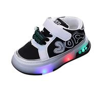 Zapatos deportivos para niñas y niños, primavera, verano y otoño, para niños pequeños y medianos, zapatos deportivos casuales con luz intermitente, talla 2, Black, 40.5 EU