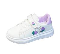 Zapatos deportivos para niñas, zapatos blancos pequeños, zapatos de cuero transpirable, zapatos planos para estudiantes, zapatos planos a la moda, zapatos iluminados, talla 13, Purple, 13 UK Child