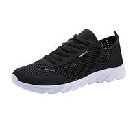 Zapatos deportivos simples para hombre, color sólido, a la moda, verano, nuevo patrón de malla, hueco, transpirable y cómodo, antideslizante, zapatos casuales para hombre Go Walk Max 54601, White, 7