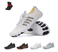 Zapatos Descalzos Glyde Haven, Zapatillas de Deporte Glydefootwear Strength & Grip, Zapatos Descalzos Antideslizantes con Punta Ancha, Unisex for Parejas(White and Black,41 EU)