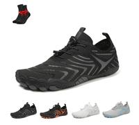 Zapatos Descalzos Glyde Haven, Zapatillas de Deporte Glydefootwear Strength & Grip, Zapatos Descalzos Antideslizantes con Punta Ancha, Unisex for Parejas(Black and Gray,46 EU)