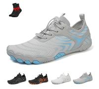 Zapatos Descalzos Glyde Haven, Zapatillas de Deporte Glydefootwear Strength & Grip, Zapatos Descalzos Antideslizantes con Punta Ancha, Unisex for Parejas(Gray and Blue,38 EU)