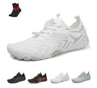 Zapatos Descalzos Glyde Haven, Zapatillas de Deporte Glydefootwear Strength & Grip, Zapatos Descalzos Antideslizantes con Punta Ancha, Unisex for Parejas(White and Gray,37 EU)