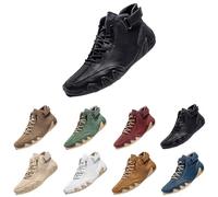 Zapatos descalzos para hombre, tobillos altos, zapatos descalzos para hombre, de piel, suela plana, antideslizantes, para la paz, deportivos, para caminar, cómodos, de un solo color, cómodos, Negro