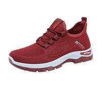 Zapatos diabéticos para mujer, zapatillas para mujer, color negro con suela blanca, extraanchas, para invierno, suelas suaves, antideslizantes, para senderismo, ligeras, zapatillas de tenis, rojo, 40