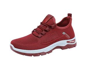 Zapatos diabéticos para mujer, zapatillas para mujer, color negro con suela blanca, extraanchas, para invierno, suelas suaves, antideslizantes, para senderismo, ligeras, zapatillas de tenis, rojo, 40