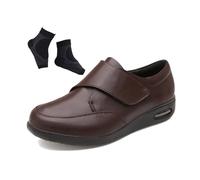 Zapatos Diabéticos Y Edema Personas Mayores para Exteriores, Zapatos Ortopédicos Extra Anchos De Cuero Y Malla Transpirable para Diabéticos, Botas Antideslizantes Pies Hinchados Edema(Brown,48 EU)