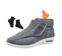 Zapatos Edema Diabético Personas Mayores Exteriores, Zapatos De Invierno Térmicos con Forro Polar Ajustables Y De Caña Alta para Edema Diabético para Hombre, Acogedora Casa Artritis(Gray,44 EU)