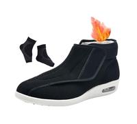 Zapatos Edema Diabético Personas Mayores Exteriores, Zapatos De Invierno Térmicos con Forro Polar Ajustables Y De Caña Alta para Edema Diabético para Hombre, Acogedora Casa Artritis(Black,52 EU)