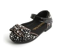 Zapatos elegantes de princesa for niña, de cuero de lujo, poco profundos, a la moda, informales, antideslizantes, for boda y fiesta.(Black,33)