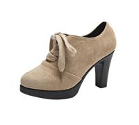 Zapatos elegantes para mujer, tacones altos, plataforma, con cordones, tacón cerrado, punta puntiaguda, oxford, mocasines para bodas, Oktoberfest, oficina y fiesta