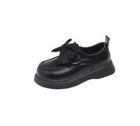 Zapatos escolares Mary Jane con lazo grande para niñas, puntera redondeada, piel sintética, zapatos planos con suela suave para niños de 2 a 9 años, 1 negro set + 4 = 8 tintas, 33 EU