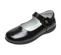 Zapatos escolares Mary Jane negros, Zapatitos de piel para niña, para 4-12 años, suela blanda con velcro, estilo colegial para uniformes, actuaciones y fiestas infantiles, Para combinar con vestidos