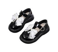 Zapatos escolares para niñas, mocasines de plataforma gruesa Mary Jane para niños, zapatos de vestir de charol, bonitos zapatos Oxford negros, Black, 12 UK 3X-Narrow