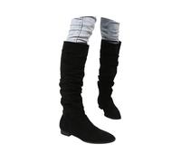 Zapatos escolares para niñas, zapatos de tacón de bloque para mujer, botas por encima de la rodilla, con cremallera, punta redonda, zapatos altos hasta la rodilla, botas largas para niñas, negro 1