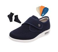 Zapatos Fascitis Plantar Hombre, Zapatos Ajustables Anchos Y Antideslizantes Para Diabéticos Para Edemas, Transpirables Caminar En El Hospital, Hinchados Y Fascitis Plantar Ligeros(Dark blue,37 EU)
