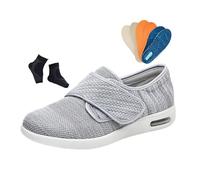 Zapatos Fascitis Plantar Hombre, Zapatos Ajustables Para Caminar De Malla Con Amortiguación De Aire Transpirables Y Para Edema Diabético, Ligeros Cómodos Interiores Exteriores Anchos(Light gray,44 EU)
