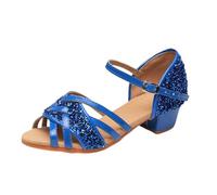 Zapatos for Adultos y niños for Madre e Hija, Zapatos de Baile estándar for Mujer, Botas Latino, Tacones for(Blue,31)