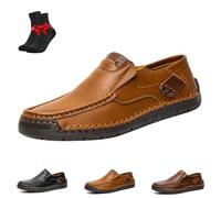 Zapatos for Hombre The First Young, Botas ortopédicas de Cuero Thefirstyoung, Botas de conducción de Cuero sin Cordones for Viajes y Actividades al Aire Libre(Light Brown,45 EU)