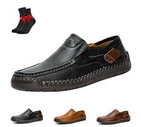 Zapatos for Hombre The First Young, Botas ortopédicas de Cuero Thefirstyoung, Botas de conducción de Cuero sin Cordones for Viajes y Actividades al Aire Libre(Black,38 EU)