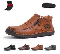 Zapatos for Hombre The First Young, Botas ortopédicas de Cuero Thefirstyoung, Botas de Cuero sin Cordones, Zapatos Casuales de for Hombre(Light Brown (Velvet),39 EU)