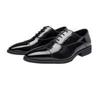 Zapatos Formales clásicos Cuero con Punta Puntiaguda y Parte Superior Brillante for Hombre, Transpirables, cómodos, for Boda, graduación, Oxfords, Zapatos Esmoquin Italianos Negros Cordones