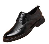 Zapatos Formales con Punta Brogue for Hombre, Piel sintética, clásicos, for Negocios, Fiestas, Bodas, Goma Antideslizante, Informales, clásicos, con Cordones, for Oficina.(Noir,38 EU)