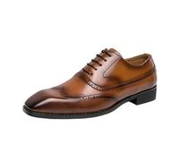 Zapatos formales cuero con cordones for hombre, con tacón bloque clásico y aumento altura, ideales for bodas, oficinas y ocasiones especiales.(Brown,45 EU)