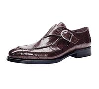 Zapatos formales de cuero con cordones para hombre, a la moda, clásicos, británicos, retro, puntiagudos, con hebilla, puntera puntiaguda, para negocios, oficina, caminar, boda, vino, 38 2/3 EU