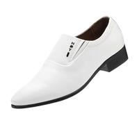 Zapatos formales de piel sintética para hombre, con puntera puntiaguda, mocasines de vestir, elegantes, para boda, fiesta, para caballeros, White, 40 2/3 EU