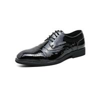 Zapatos Formales for Hombre, con Cordones, Punta Redonda, de Charol, Brogue, Puntera, Derby, tacón de Bloque, caña Baja, Antideslizantes, for Negocios.(39 EU)