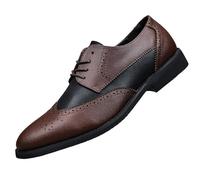Zapatos formales Oxford vestir con punta ala en dos tonos for hombre, piel becerro, for graduación, boda, goma antideslizante, tacón bloque antideslizante, zapatos casuales fiesta, con cordones y punt