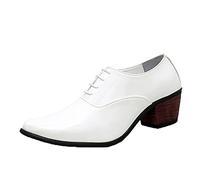 Zapatos Formales para Hombre, de Charol, Punta Puntiaguda, tacón Cubano, Elegantes Zapatos Oxford, Zapatos de Cuero con Cordones Bajos para Vestido de Novia
