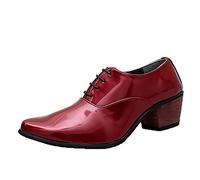 Zapatos Formales para Hombre, de Charol, Punta Puntiaguda, tacón Cubano, Elegantes Zapatos Oxford, Zapatos de Cuero con Cordones Bajos para Vestido de Novia