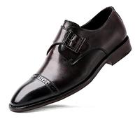 Zapatos Formales para Hombres Slip on Monk Toe Toe Toe Cuero de Cuero Slip Slip Sobador de Goma Solo Bloque BLOCA Bloque