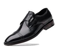 Zapatos Formales para Hombres Slip on Monk Toe Toe Toe Cuero de Cuero Slip Slip Sobador de Goma Solo Bloque BLOCA Bloque