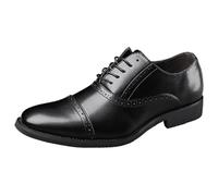 Zapatos Formales Semi Brogue Vestir Oxford for Hombre, Cuero francés, Transpirables, a la, con Cordones, Informales, Noche, caña Baja(Noir,44.5 EU)